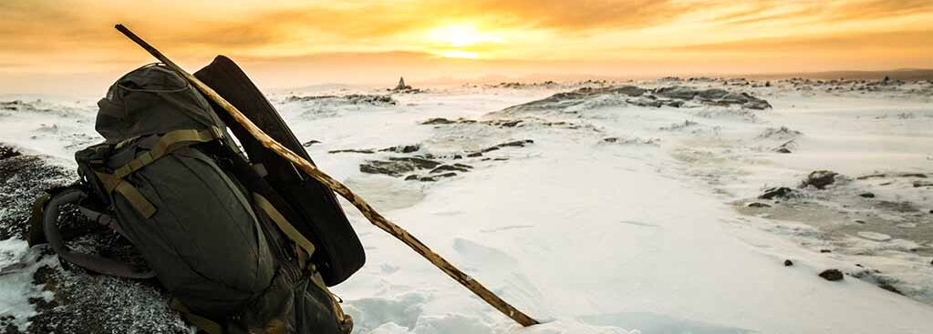 Backpack in Scandinavian winter